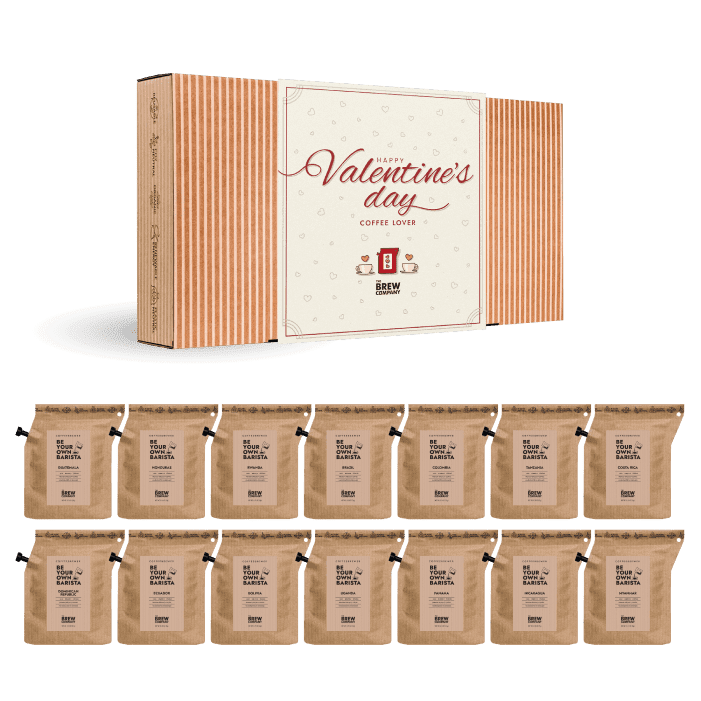 Premium roasted Arabica beans in Valentines gift set